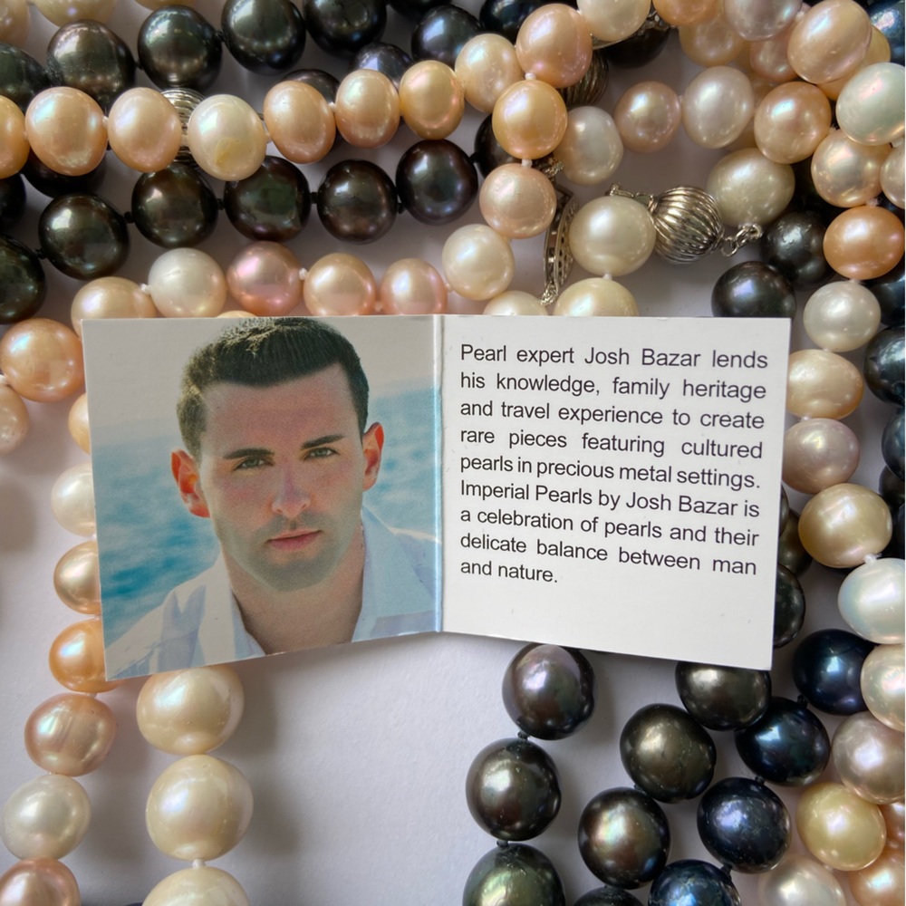 Imperial pearls by Josh Bazar, 24”, freshwater, 925 clasp.  Dark purple - Picture 5 of 8